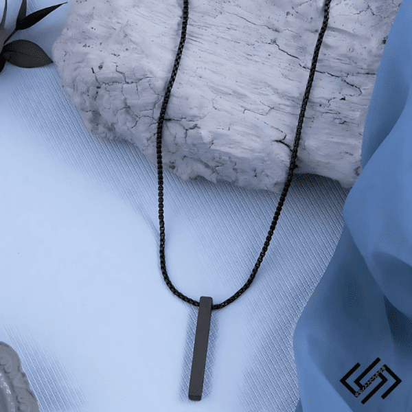 Black Vertical Bar Pendant Necklace