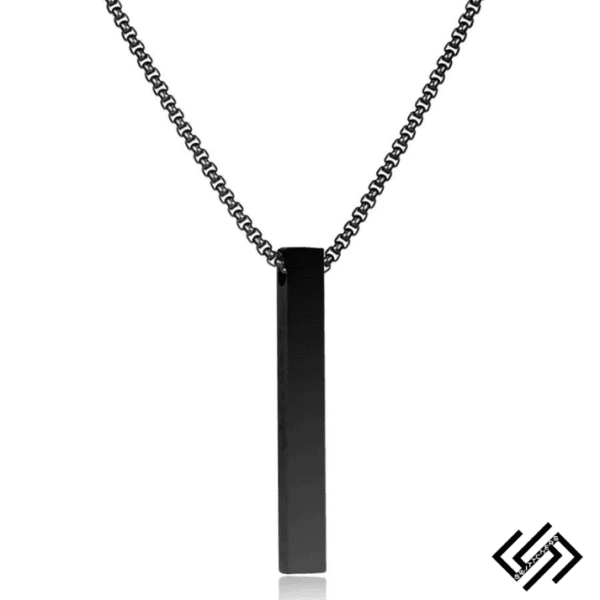 Black Vertical Bar Pendant Necklace