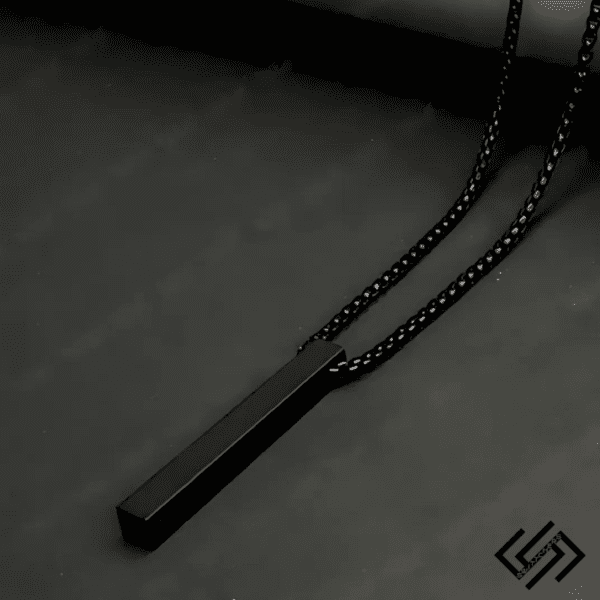 Black Vertical Bar Pendant Necklace