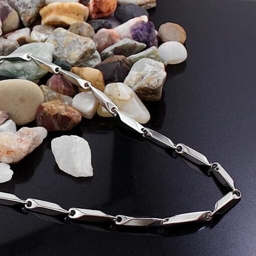 Stainless Steel Silver Rice Chain For Men's & Boys image 2