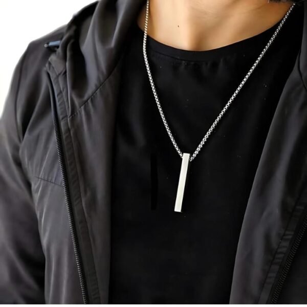 Silver Vertical Bar Pendant Necklace