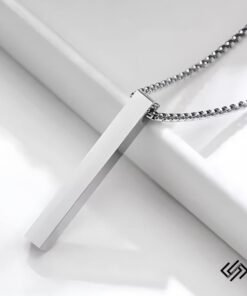 Silver Vertical Bar Pendant Necklace