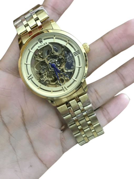 Rolex Sekeleton face two tone watch