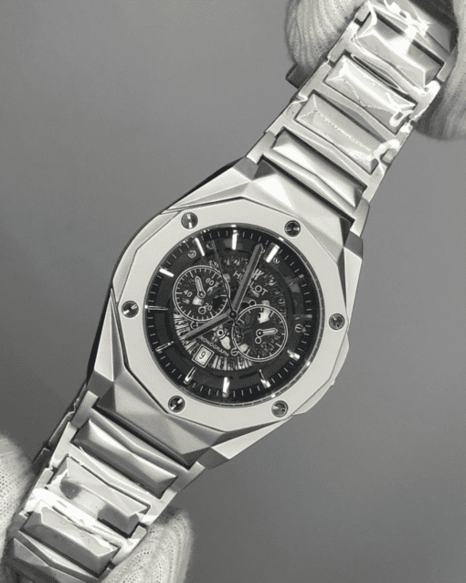 Hublot skeleton silver watch