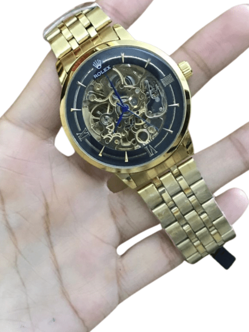 Rolex Sekeleton face two tone watch