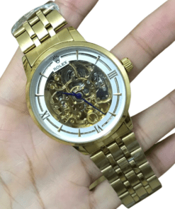 Rolex Sekeleton face two tone watch